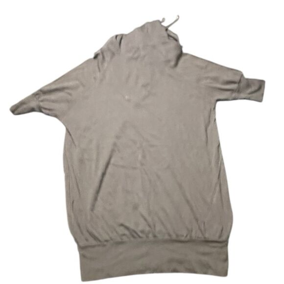 MICHAEL STARS Women’s Gray Supima Cotton Short Sleeve Hoodie Tunic One Size (Fit - Picture 2 of 5